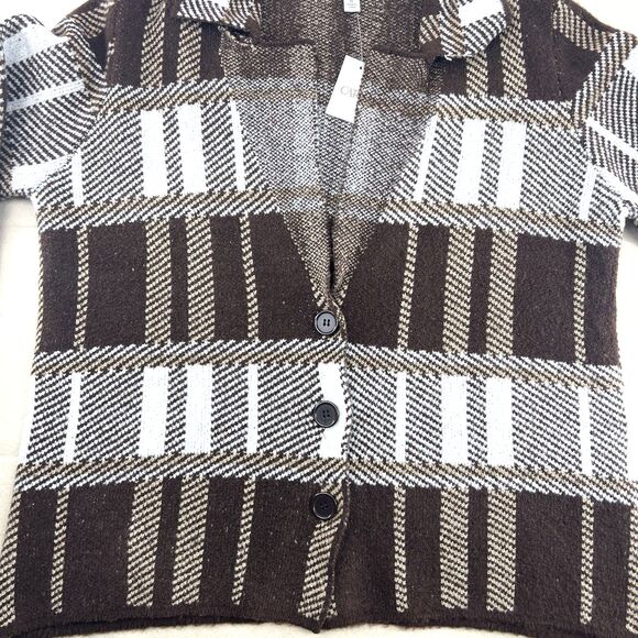 Cato Brown White Plaid Cardigan NWT Womens Size XL - Picture 5 of 16
